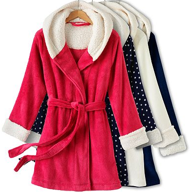 Dearfoams Plush Hooded Short Wrap Robe for $6.72 shipped