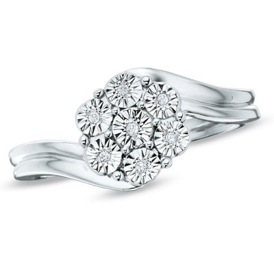 Diamond Accent Cluster Ring in Sterling Silver for $19.99 Shipped