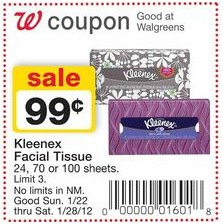 Walgreens: Kleenex Facial Tissue only 57¢ Per Box