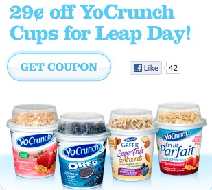 YoCrunch Printable Coupons = Save 29 Cents off One Cup