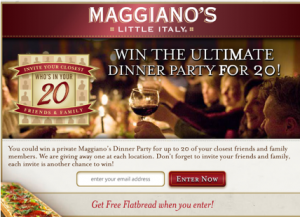 Free Maggiano’s Flat Bread (no other purchase required)