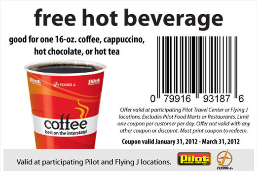 Free Hot Beverage at Pilot or Flying J