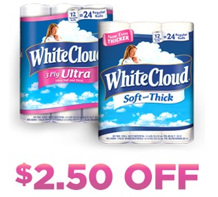 White Cloud Toilet Paper Printable Coupons | Save $2.50 off One