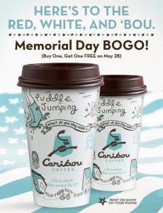 Buy One Get One FREE at Caribou Coffee on Memorial Day!