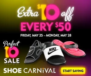 Shoe Carnival Memorial Day Sale Coupons!