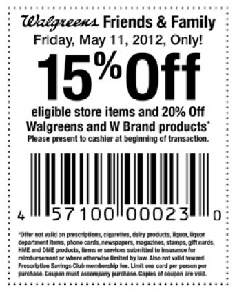 Walgreens Coupon for 15% off Your Purchase (in Stores)
