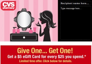 CVS: FREE $5 eGift Card For Every $25 You Spend