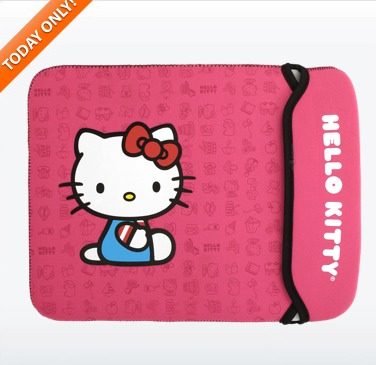 Hello Kitty 12″ Weatherproof Pink Sleeve Case for Notebook, Netbook, Laptop or Tablet for $5