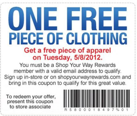 Sears: FREE Apparel Tuesday (5/8) Only!