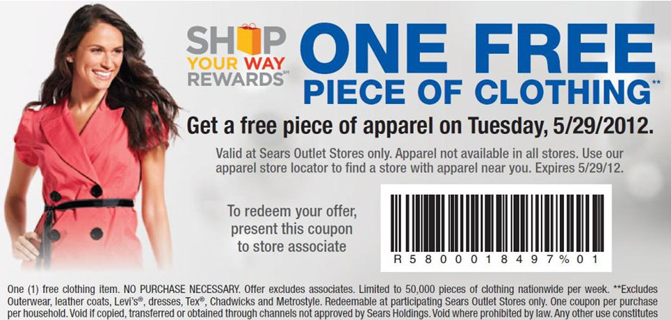 Sears: FREE Apparel Tuesday (5/29) Only!