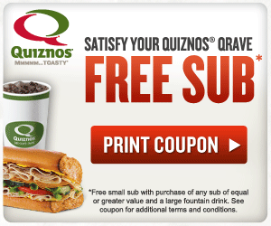 Quiznos Printable Coupons – Last Day to Print!