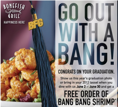 Free Order of Bang Bang Shrimp For Graduates at Bonefish Grill