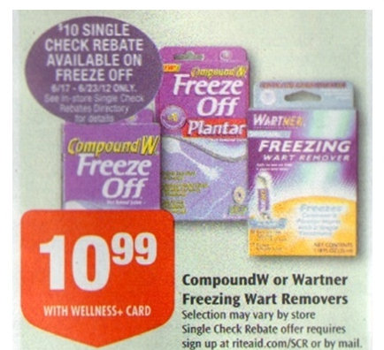 Rite Aid: FREE CompoundW Freeze Off after Coupon and Single Check Rebate
