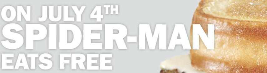FREE Grilled Cheese Bacon Burger When You Dress Like Spider-Man on July 4th