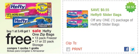 Walgreens: Hefty Ziploc Bags BOGO Free Deal