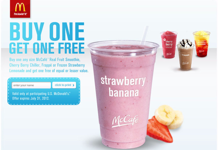 McDonalds: BOGO Free Smoothie, Chiller, Frappe or Frozen Lemonade