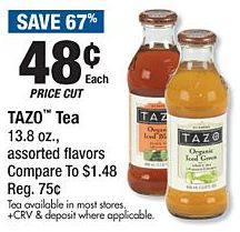 Tazo Tea 13.8 oz Bottles Just 48¢ (no coupons required) Great Price Match Item!