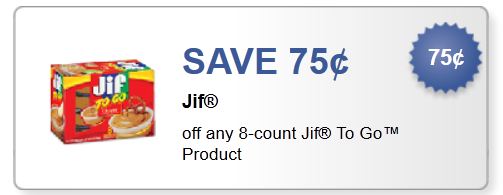 JIF to Go Printable Coupons | Save 75 off One
