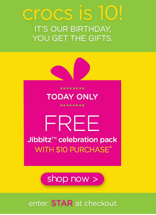 Crocs: Free Jibblitz Celebration Pack with $10 Purchase + Free Shipping