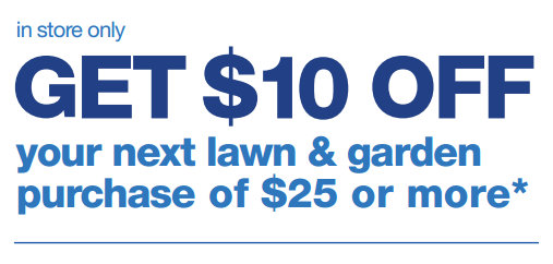 Sears Lawn and Garden Printable Coupon| $10 Off $25 Purchase