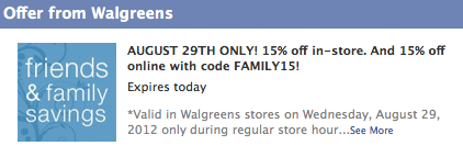 Walgreens: Friends and Family Discount (8/29 ONLY)