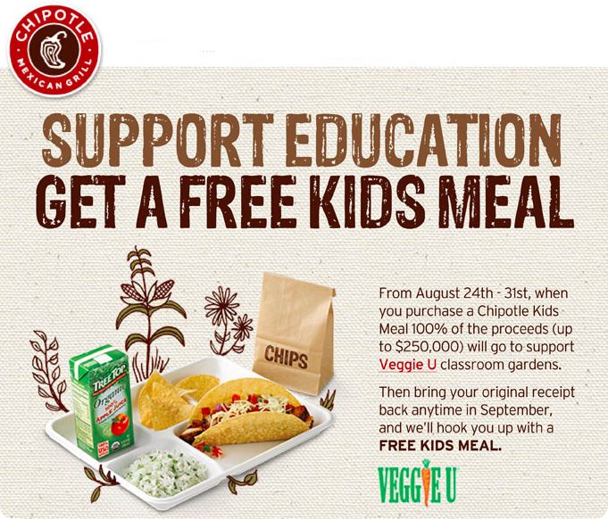 Earn a FREE Kids Meal at Chipotle