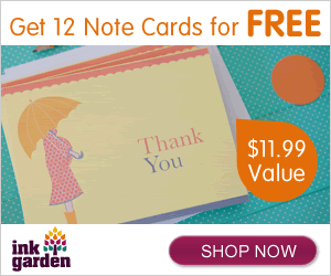 Ink Garden: 12 Note Cards for FREE + Shipping (3¢ each shipped)