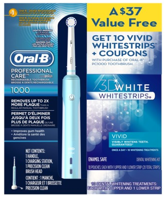 Oral-B Professional Care Rechargeable Toothbrush with Bonus Whitestrips Just $17 After Rebate (today only)