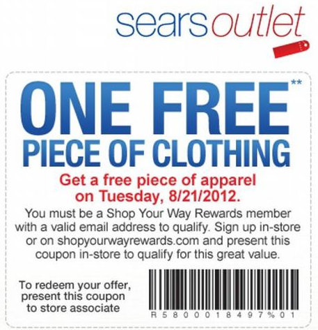 Sears Outlet: FREE Apparel Tuesday (8/21) Only!