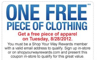 Sears Outlet: FREE Apparel Tuesday (8/28) Only!