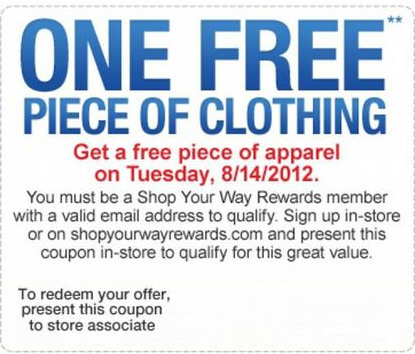 Sears Outlet: FREE Apparel Tuesday (8/14) Only!