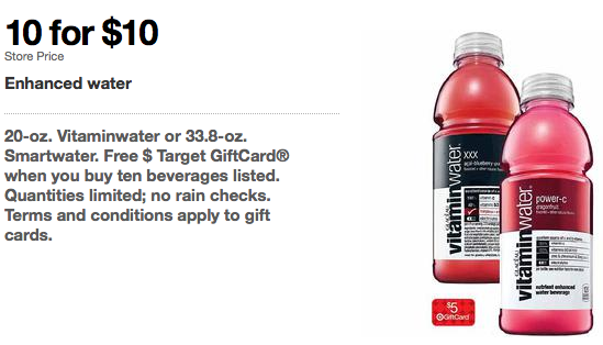 Vitamin Water or Smart Water 50¢ at Target (No Coupons Required)