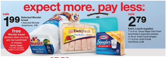 Target: Free Wonder bread when you Buy Oscar Mayer Deli Meat and Kraft Singles