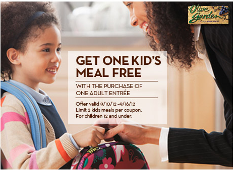 Olive Garden: FREE Kid’s Meal Coupon