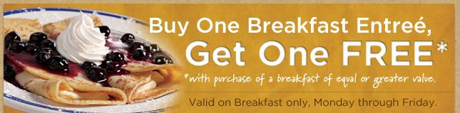Bob Evans Buy One Get One Free Breakfast Coupon