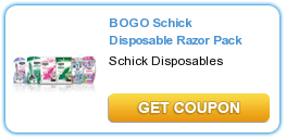 Schick Razor Printable Coupon for Buy One Get One Free (up to $10.50)