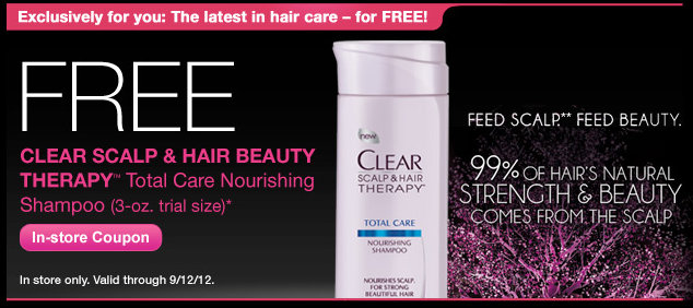 CVS: FREE Clear Scalp & Hair Beauty Therapy Total Care Nourising Shampoo (emailed offer)