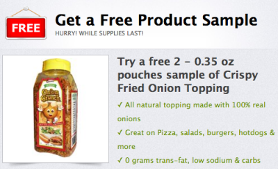 2 FREE sample pouches of Crispy Fried Onion Topping