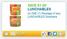 New $1 off Lunchables Snackers Printable Coupon