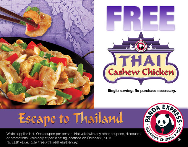 Panda Express: Free Single Serve Thai Cashew Chicken – Oct 3rd