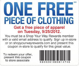 Sears Outlet: FREE Apparel Tuesday (9/25) Only!