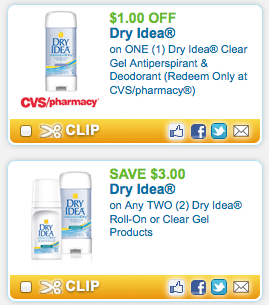CVS: 2 FREE Dry Idea Deodorant Starting 11/4 (Print Now)