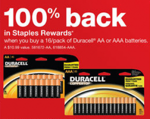 FREE 16 pack of Duracell Batteries at Staples