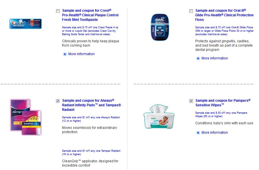 Coupons, Samples and Savings from P&G Everyday