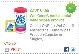 New $1 Off Wet Ones Hand Wipes Coupon
