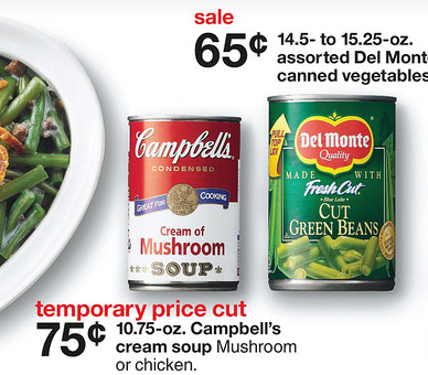 Target: Campbell’s Condensed Soup for 50 Cents and Canned Green Beans for 52 Cents