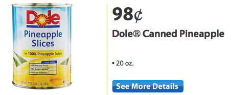 Walmart: Dole Canned Pineapple only 65¢ each after Printable Coupons