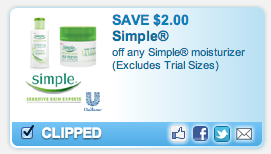 Printable Coupons: Ziploc, Simple Moisturizer, Challenge Butter, Classico, Lindsay Olives and More