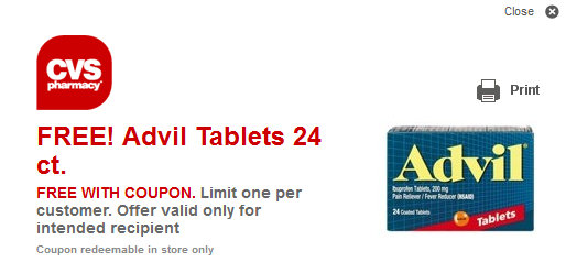 *Expired* New CVS Coupon = FREE Advil Tablets (Limited Prints)