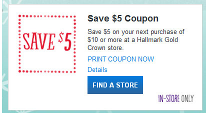 Hallmark Printable Coupons $5 Off $10 Purchase